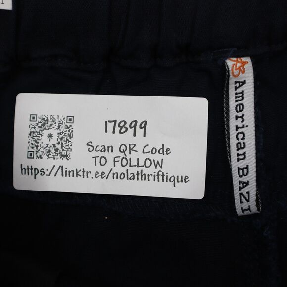 American BAZI Pants Womens M Navy Blue High Rise Slash Pocket Drawstring Jogger - Picture 3 of 16